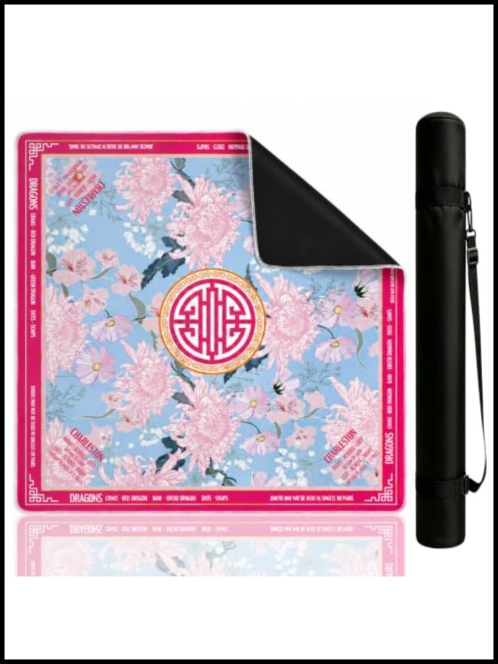 Non Slip Neoprene Mahjong Mat with Rules and Bag, Noise Dampening Spill